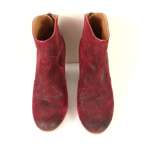 BP Burgundy distressed look Suede Leather Booties size 10 - Picture 3 of 8